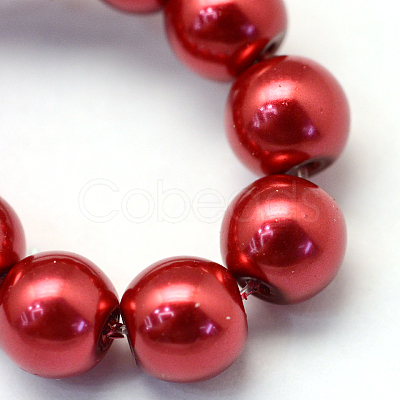 Baking Painted Pearlized Glass Pearl Round Bead Strands HY-Q003-10mm-51-1