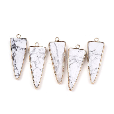 Natural Howlite Pointed Pendants G-N326-56G-1