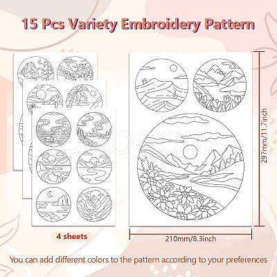 4 Sheets 11.6x8.2 Inch Stick and Stitch Embroidery Patterns DIY-WH0455-201-1