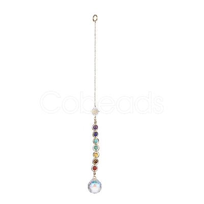 Glass Teardrop Pendant Decorations HJEW-TA00016-1