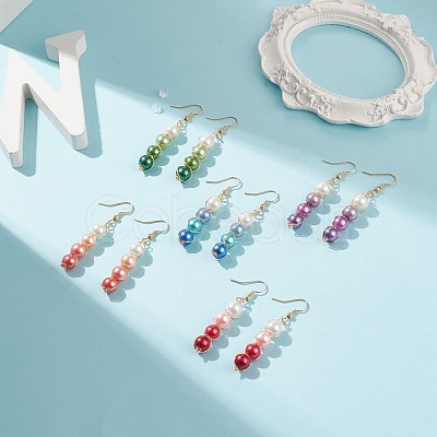 Glass Pearl Dangle Earrings EJEW-JE05035-1