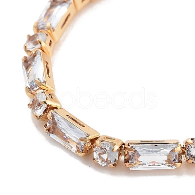 Brass Pave Clear Cubic Zirconia Rectangle & Flat Round Slider Bracelets BJEW-YWC0002-01G-1