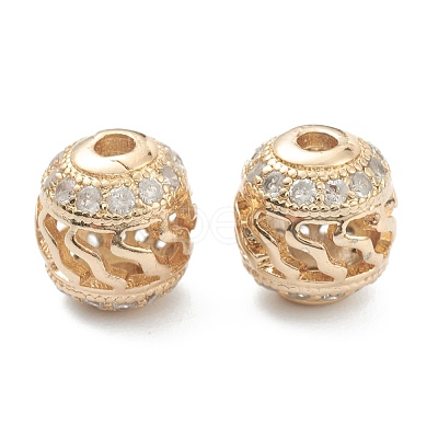 Brass Micro Pave Clear Cubic Zirconia Beads ZIRC-O042-04G-1