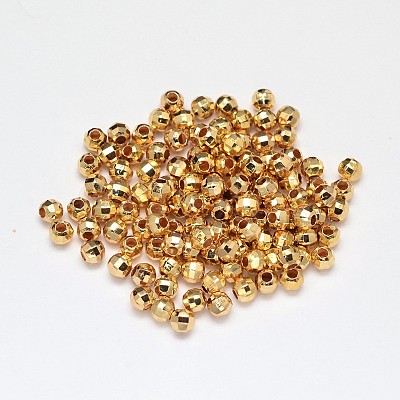 PVD Vacuum Plating Brass Round Faceted Spacer Beads KK-I598-26G-RS-1