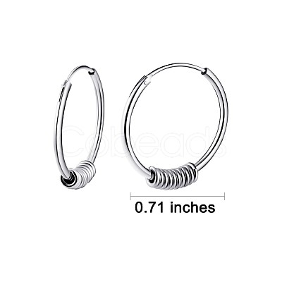 Rhodium Plated 925 Sterling Silver Circle Beaded Huggie Hoop Earrings for Women JE912A-02-1