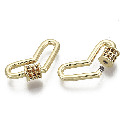 Brass Micro Pave Cubic Zirconia Screw Carabiner Lock Charms KK-R136-066B-NF-1