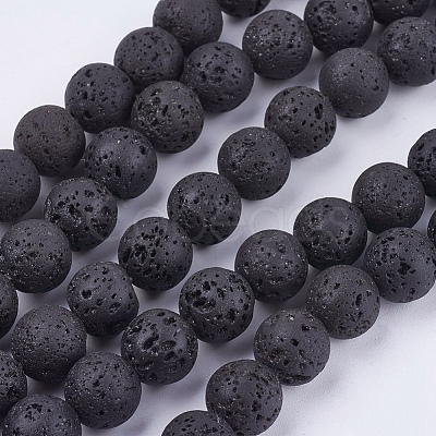 Natural Lava Rock Bead Strands G-R193-18-10mm-1