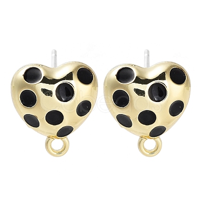 Golden Alloy Enamel Stud Earring Finding Accessories FIND-U006-08G-01-1