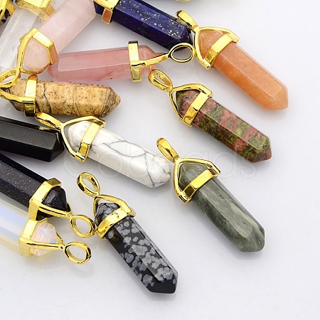 Natural & Synthetic Mixed Stone Bullet Pointed Pendants G-P053-G33-1