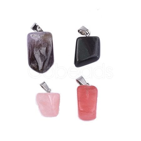 4Pcs 4 Style Natural & Synthetic Gemstone Pendants G-FS0001-63-1