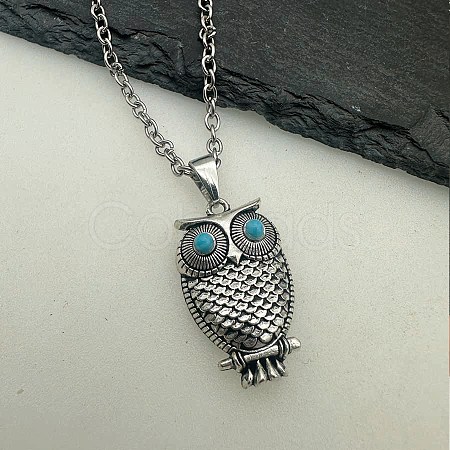 Cute Creative Owl Alloy Pendant Necklace from Europe and America FF8740-4-1