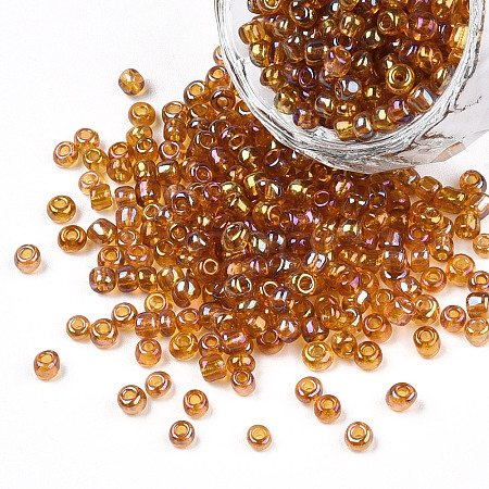 Transparent Colours Rainbow Round Glass Seed Beads X-SEED-A007-3mm-162C-1