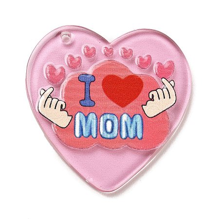 Mother's Day Printed Transparent Acrylic Pendants MACR-P042-C02-1