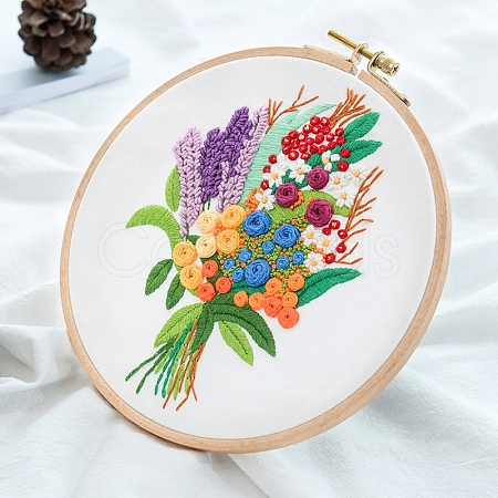 Flower Bouquet Pattern 3D Embroidery Starter Kits DIY-P077-044-1