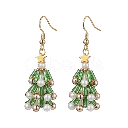 Glass Dangle Earrings EJEW-TA00441-1