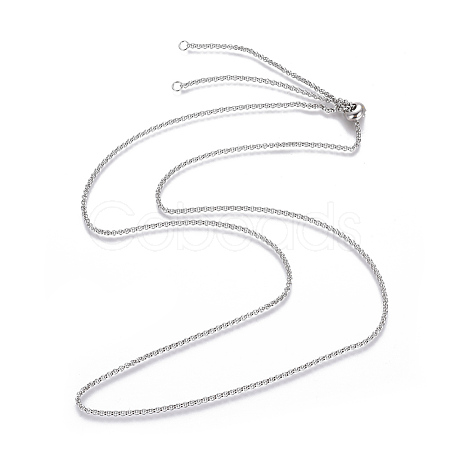 Adjustable 304 Stainless Steel Slider Necklaces MAK-L026-07A-P-1