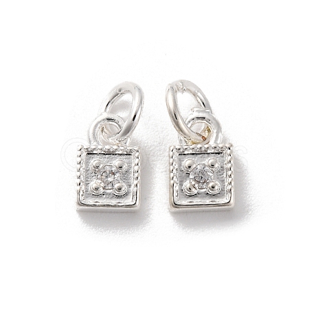 Brass Micro Pave Cubic Zirconia Charms KK-C071-12S-1