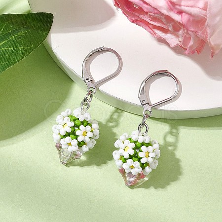 Glass Seed Beads Leverback Earrings EJEW-MZ00324-02-1