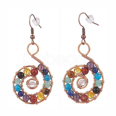 Gemstone Dangle Earrings EJEW-JE04906-01-1