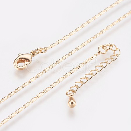 Long-Lasting Plated Brass Link Chain Necklaces NJEW-K112-14G-NF-1