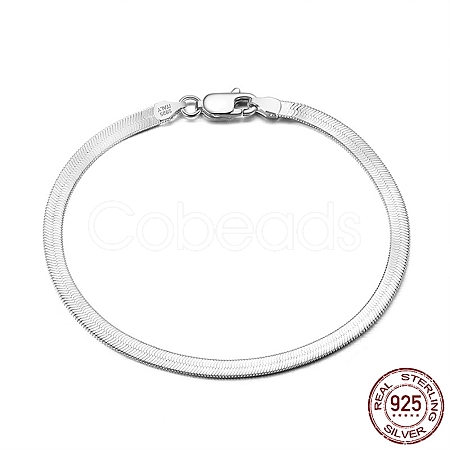 3mm 925 Sterling Silver Herringbone Chain Bracelets BJEW-I314-006B-P-1