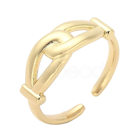 Double Knot Brass Open Cuff Ring for Women RJEW-A040-05G-1