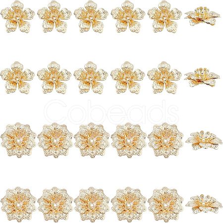 SUPERFINDINGS 24Pcs 2 Style Brass Beads FIND-FH0004-18-1