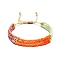 Glass Seed Beads Braided Bead Bracelets, Orange, Inner Diameter: 2-3/8 inch(6cm)