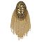 Detachable Iron Tassel Epaulettes, Retro Rhinestone Shoulder Badges, with Cloth Findings & Pin, Platinum & Golden, 185x54x14.5mm