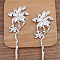 Alloy Hair Stick Findings, Flower, Silver, 172x42mm