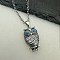 Cute Creative Owl Alloy Pendant Necklace from Europe and America, Antique Silver, Turquoise