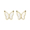 Natural Shell Charms, Ion Plating(IP) 304 Stainless Steel Butterfly Charms, Manual Polishing, Real 18K Gold Plated, 14x15x2mm, Hole: 1.2mm