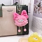 Cute Imitate Rex Rabbit Fur Keychain, with Metal Clasp, for Bag Car Key Decoration, Bowknot, Pearl Pink, 16.5x10.5cm