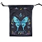 Butterfly Printed Velvet Storage Bags, Drawstring Pouches Tarot Packaging Bags, Rectangle, Dark Turquoise, 18x13cm