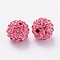 Pave Disco Ball Beads, Polymer Clay Rhinestone Beads, Grade A, Round, Rose, PP12(1.8~1.9mm), 8mm, Hole: 1mm