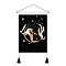 New Moon and Girl Hanging Tapestry Starry Sky Background Wall Living Room Bedroom Hanging Painting Can, Black, 350x500mm