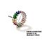 Chic Western Hip-hop Double-row Brass Rhinestone Ring Jewelry for Women, Colorful, Inner Diameter: 18mm