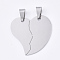 Non-Tarnish 201 Stainless Steel Split Pendants, for Lovers, Heart with Heart, Stainless Steel Color, 31.5x32x1mm, Hole: 8x4mm