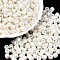 Baking Paint Pearlized Glass Seed Beads, Round Hole, Cylinder, White, 4x5.5mm, Hole: 1.8mm, about 2500pcs/pound