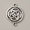 Tibetan Style Alloy Knot Connector Charms, Flat Round, Flower Pattern, 26.5x20x2.5mm, Hole: 1.8mm