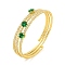 Rack Plating Brass Pave Clear Cubic Zirconia Open Cuff Wrap Bangles, Long-Lasting Plated, Lead Free & Cadmium Free, Real 18K Gold Plated, Green, Inner Diameter: 2-1/8 inch(5.3cm), 13mm