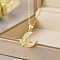 Brass Micro Pave Cubic Zirconia Pendant Necklaces, for Women, Moon, Golden, 15.75 inch(40cm)