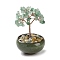 Natural Green Aventurine Chips Tree Decorations, Ceramic Bowl Base Copper Wire Feng Shui Energy Stone Gift for Home Desktop Decoration, 67~70x110~115mm