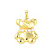 ABS Plastic Pendants, with Brass Findings, Real 18K Gold Plated, Bear, White, 26x20x4.3mm, Hole: 5x3.6mm