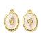 Alloy Enamel Pendants, Oval with Tulip Charm, Golden, 21x13.5x2.8mm, Hole: 1.6mm