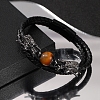 Black PU Leather Cord Braided Bracelets PW-WG503E5-02-2