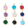 Brass Cubic Zirconia Pendants KK-E005-37G-1