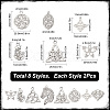 SUNNYCLUE 16Pcs 8 Style 304 & 201 Stainless Steel Pendants STAS-SC0005-12-2