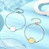 2Pcs 2 Colors 304 Stainless Steel Round Cabochon Setting Bracelets BJEW-JB11089-2