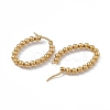 201 Stainless Steel Round Beaded Oval Hoop Earrings with 304 Stainless Steel Pins for Women EJEW-B016-08G-2